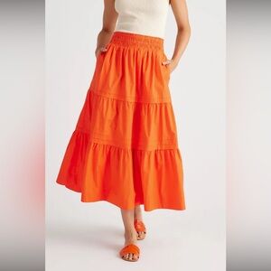 QUINCE Organic Cotton Tiered Maxi Skirt Large - NWOT